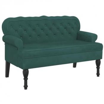 Dark Green Velvet Bench with Backrest 119.5x64.5x75 cm