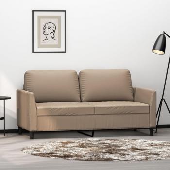 Sofá de 2 Plazas de Cuero Sintético Color Capuchino - 140 cm - Resistente a Manchas