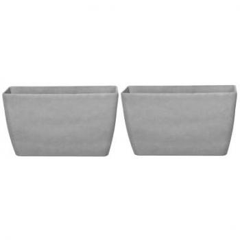 Conjunto de 2 macetas modernas minimalistas de mezcla de piedra gris claro 74 x 32 cm