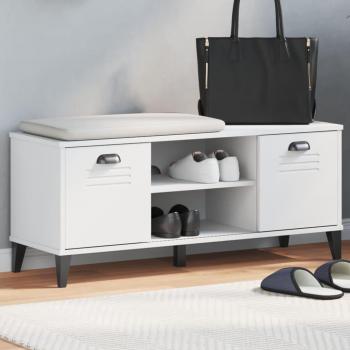 Zapatero VIKEN blanco 106x35x45 cm madera multicapa y maciza de pino
