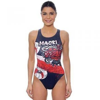Traje de Baño Turbo Maori Flag para Mujer, Rojo/Marino, Talla M