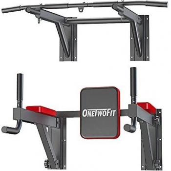 ONETWOFIT Barra para Dominadas de Múltiples Funciones de Montaje en la Pared Juego de Estación de Entrenamiento Estación de Dominadas en Casa Entrenamiento Equipo para Entrenamiento, Carga150kg OT076