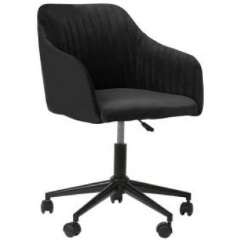 Silla de Oficina Giratoria de Terciopelo Negro Ajustable en Altura Venice
