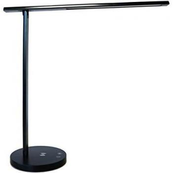 Lámpara de Escritorio LED Unilux Diva, Dimmable, Carga Inalámbrica y USB, Color Negro