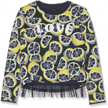 IKKS Junior Sweat 2 En 1 Navy Allover Citron, Sudadera para Niñas, Azul 48, 8 años