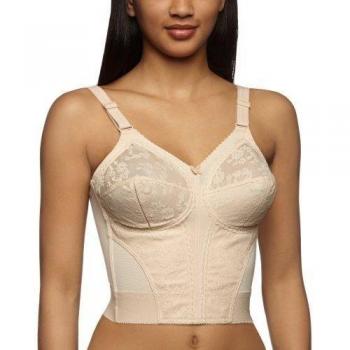 Triumph Doreen L02 Non-Wired Longline Bra - Beige, Full Cup for Women