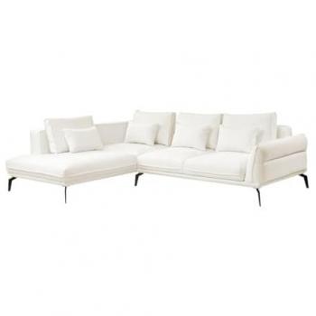 Sofá Cama Rinconero Izquierda de Tela Texturizada Blanca VILARETI