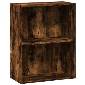 Estantería de madera de ingeniería en roble ahumado, dimensiones 60x30x77 cm, tipo librería y armario de almacenaje