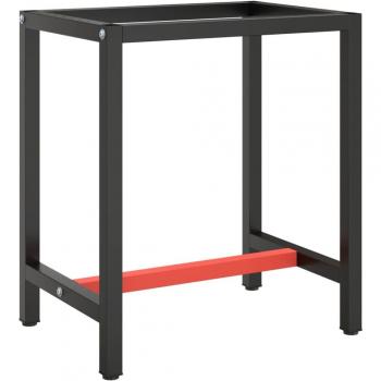 vidaXL Work Bench Frame Matte Black and Matte Red 70x50x79 cm Metal