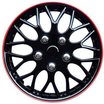 Juego de 4 Tapacubos AutoStyle Missouri 15 Pulgadas Negro con Borde Rojo PP 9705IR