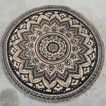 Alfombra Jaipur Classic redonda beige y negro 150 cm Dutch Lifestyle