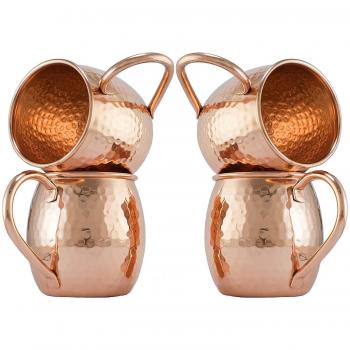 Zap Impex Taza de cobre puro Moscow Mule, sin revestimiento, cobre martillado, ideal para todas las bebidas frías para entretener y bar o en casa, gran juego de regalo de 4 unidades