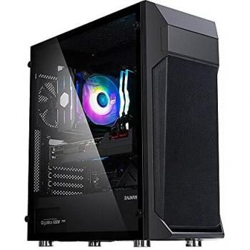 Zalman Z1 Plus ATX Mid Tower Case with Tempered Glass and Pre-installed Blue LED Fans - Black