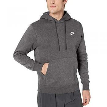 Nike Sportswear Club Fleece Pullover Hoodie for Men - Charcoal Heather/Anthracite/White - Size M