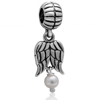 Alas de ángel Soulbead blanco perla 925 plata esterlina encantos holyskinz ukdirectbuy encanto europeo pulsera de la joyería