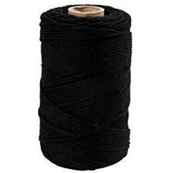 Cordón de macramé negro, 198 m de longitud, 2 mm de diámetro, 330 g por rollo