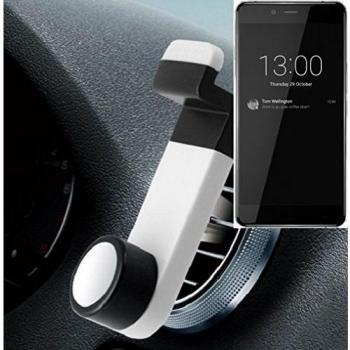 Smartphone universal Holder Holder / Car montaje / parabrisas para el OnePlus X. blanco. Titular de teléfono de la rejilla de ventilación se puede utilizar con los teléfonos inteligentes y las tabletas de 5.2 cm - 9,4 cm de ancho. Titular Smartphone ve