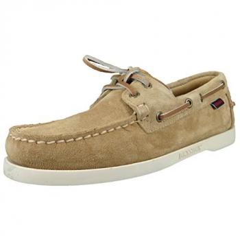 Sebago Men's Suede Boat Shoes with Lacing Detail and Rubber Sole