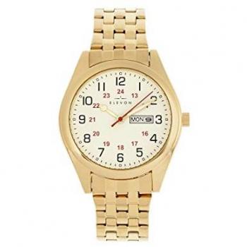 Elevon Gann Men's Gold Stainless Steel Bracelet Watch with Day and Date