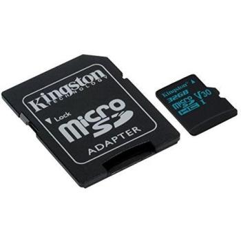 Kingston Canvas Go SDCG2/32GB MicroSD Card Capturing Life on the Move, Class 10 UHS-I U3, SD Adapter Included