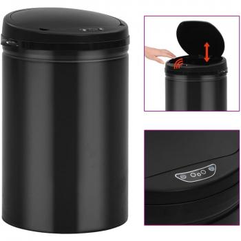 Cubo de Basura con Sensor Automático 30 L Acero Inoxidable Color Plateado y Negro