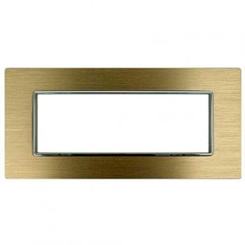 Placa de Luxo 6M en Metal Satinado Color Oro Compatible con Bticino Axolute