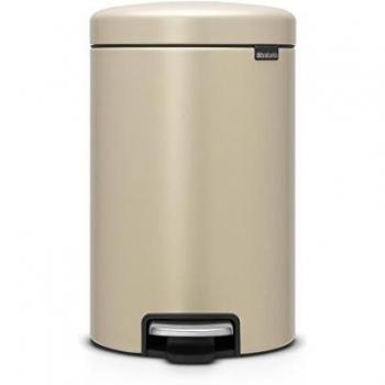 Brabantia NewIcon Cubo de basura de pedal de 12 litros, Acero Inoxidable, Mineral Golden Beach