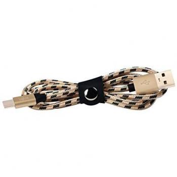 Cable de carga y datos USB-A a USB-C, 1m, Negro/Dorado, USB 2.0