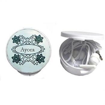 Auriculares in-ear en una caja personalizada con Ayora