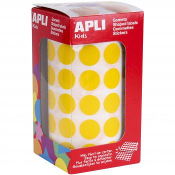 APLI Kids - Rollo de gomets redondos 15,0 mm, color amarillo