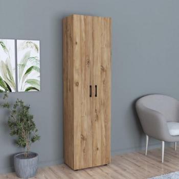 Armario Åsnes de 2 puertas y 5 compartimentos en aglomerado con efecto roble, dimensiones 178 x 49 x 32 cm