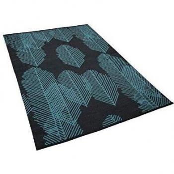 Alfombra Reversible Negra y Azul de Tela 140 x 200 cm Moderna