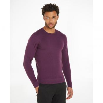 Calvin Klein Jersey de hombre - Suéter de punto, diseño clásico, tejido suave, ajuste regular, cuello redondo, manga larga, logo discreto en el pecho