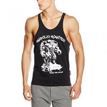 Bodybuilding musculación-Camiseta de tirantes para hombre, diseño de Monster ''Anabolic negro Talla:medium