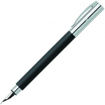 Faber Castell 148141 - Pluma estilográfica con cuerpo en resina, pulida de color negro, plumín de acero inoxidable, trazo F