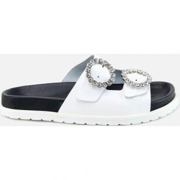 Sandalias de niña Eli 1957 en piel vaqueta con hebilla joya y plantilla bio en color blanco
