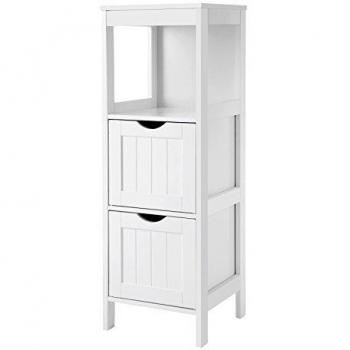 VASAGLE Armario para Baño y Almacenaje con 2 Cajones en Color Blanco
