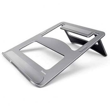 Soporte para ordenador portátil de aluminio Hama, color plata, ajustable, compatible con pantallas hasta 39.1 cm (15.4)