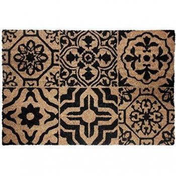 Felpudo Rectangular Lisboa 40 x 60 cm - Coco y PVC - Diseño Natural y Negro