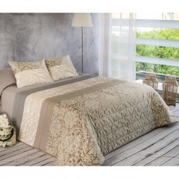 Algodón Blanco Pepe - Colcha bouti jacquard, para cama de 105 cm, 200 x 270 cm, 1 funda de cojín, 60 x 40 cm, color beige