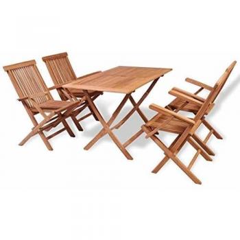 5 Piece Solid Teak Wood Outdoor Dining Set