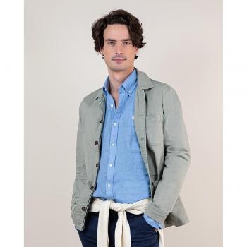 Sobrecamisa de Algodón Verde para Hombre de El Ganso con Cierre de Botón