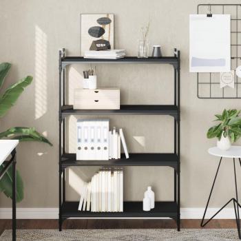vidaXL 4-Tier Bookcase - Black - 80x30x120 cm - Engineered Wood