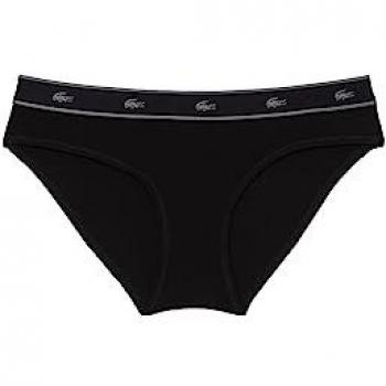 Braga bikini Lacoste con logo de color y franjas, negra - S