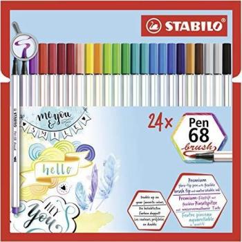 Rotulador punta de pincel STABILO Pen 68 brush - Estuche de cartón con 24 colores