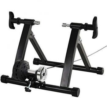 HOMCOM Rodillo de Bicicleta Entrenamiento Plegable con Resistencia Magnética Ajustable de 8 Niveles para Ruedas de 650C/700C o 26-28 Pulgadas para Interior 68x62,5x49 cm Negro