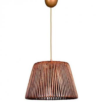 Lámpara de Techo Wellhome Envejecida 70 cm con Pantalla de Bambú y Estructura de Madera, Tipo E27, Máximo 45-60 W