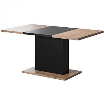 Mesa de comedor Kendo 160 x 80 cm - Roble tabaco y negro mate, para 6 personas