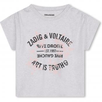 Camiseta de niña Zadig & Voltaire de algodón gris, manga corta, casual (12 años = 150 cm)