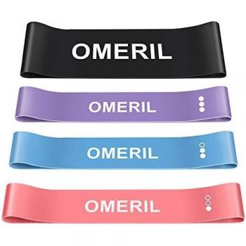 OMERIL Bandas de Resistencia, Bandas Elasticas Fitness con 4 Niveles Ejercicios, Cinta Elastica Negra Más Ancha y Fuerte, Bueno para Glúteos, Piernas, Brazos, Yoga, Pilates, Crossfit, Mujer y Hombre